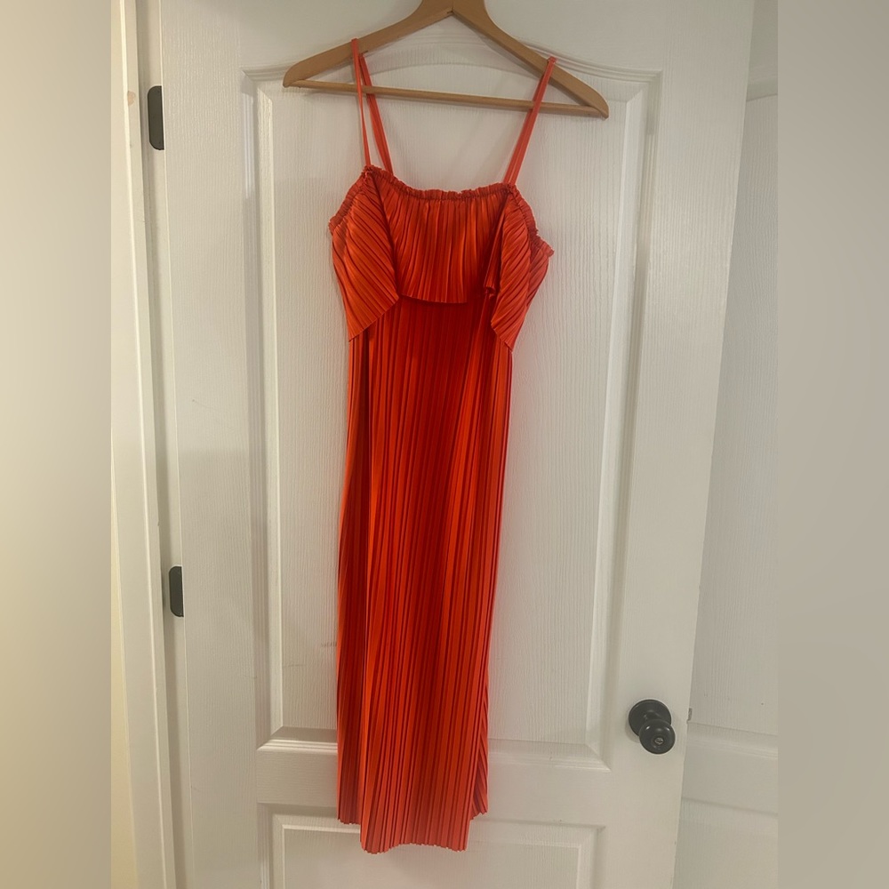 Orange midi dress